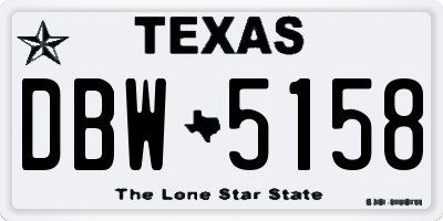 TX license plate DBW5158