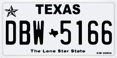 TX license plate DBW5166