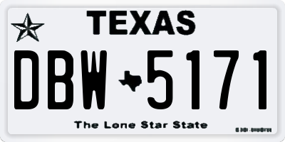 TX license plate DBW5171