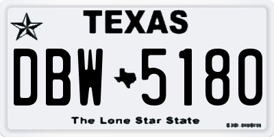 TX license plate DBW5180