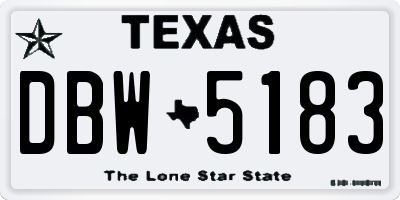 TX license plate DBW5183