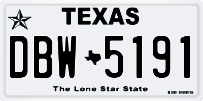 TX license plate DBW5191