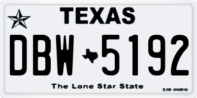 TX license plate DBW5192
