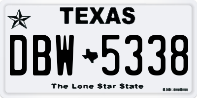 TX license plate DBW5338