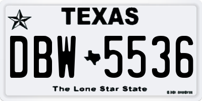 TX license plate DBW5536