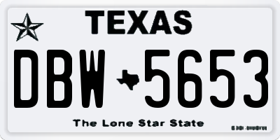 TX license plate DBW5653