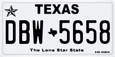 TX license plate DBW5658