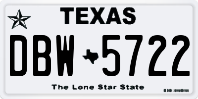 TX license plate DBW5722