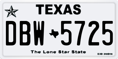TX license plate DBW5725