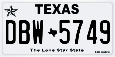 TX license plate DBW5749