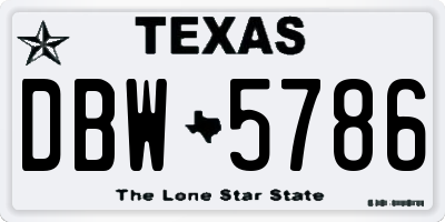 TX license plate DBW5786