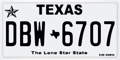 TX license plate DBW6707