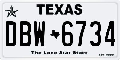 TX license plate DBW6734