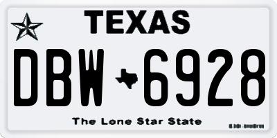 TX license plate DBW6928