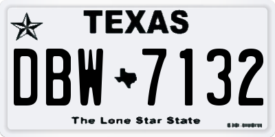 TX license plate DBW7132