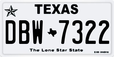 TX license plate DBW7322