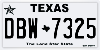 TX license plate DBW7325