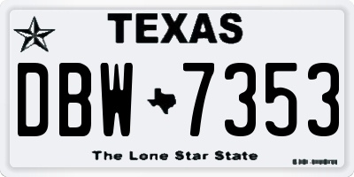 TX license plate DBW7353