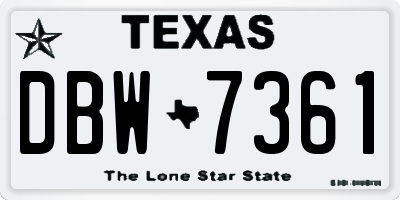 TX license plate DBW7361