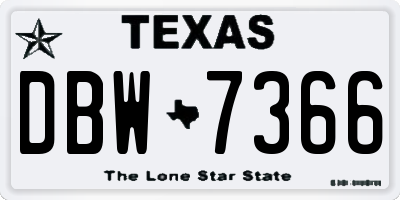 TX license plate DBW7366