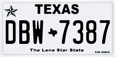 TX license plate DBW7387