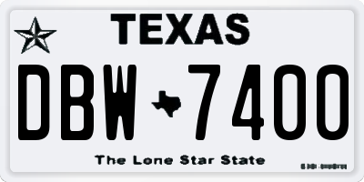 TX license plate DBW7400