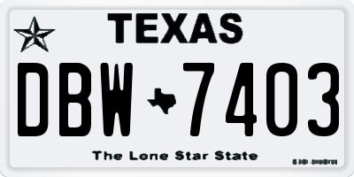 TX license plate DBW7403