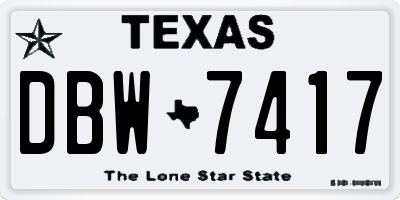 TX license plate DBW7417