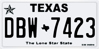 TX license plate DBW7423