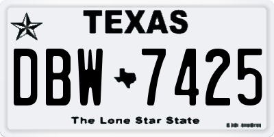 TX license plate DBW7425