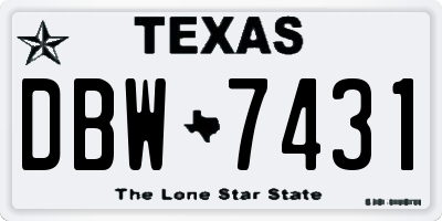 TX license plate DBW7431
