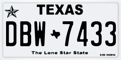 TX license plate DBW7433