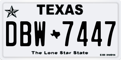 TX license plate DBW7447