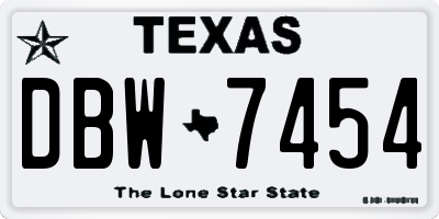 TX license plate DBW7454