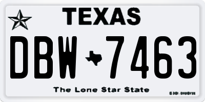 TX license plate DBW7463