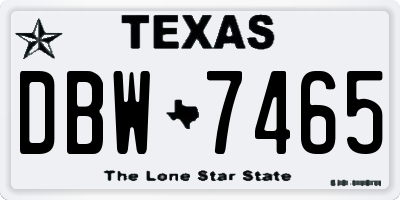 TX license plate DBW7465