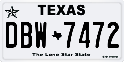 TX license plate DBW7472