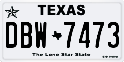 TX license plate DBW7473