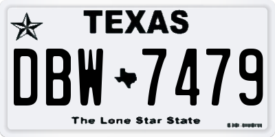 TX license plate DBW7479