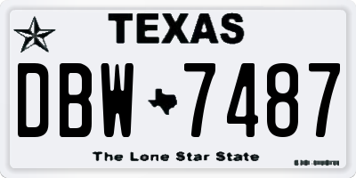 TX license plate DBW7487