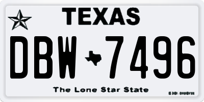 TX license plate DBW7496