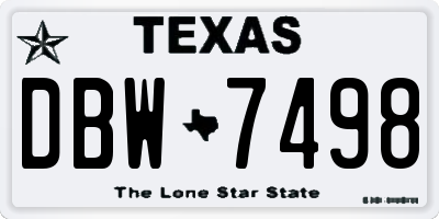 TX license plate DBW7498