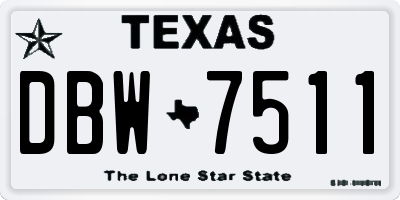 TX license plate DBW7511