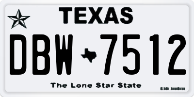 TX license plate DBW7512