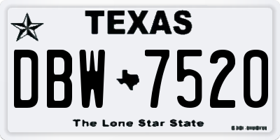 TX license plate DBW7520