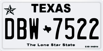 TX license plate DBW7522