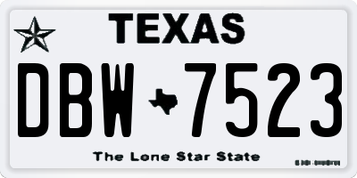 TX license plate DBW7523