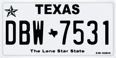 TX license plate DBW7531