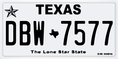 TX license plate DBW7577
