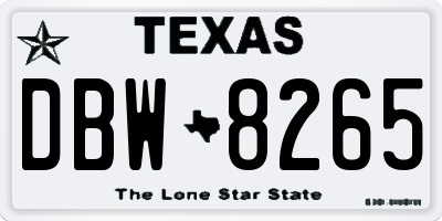 TX license plate DBW8265